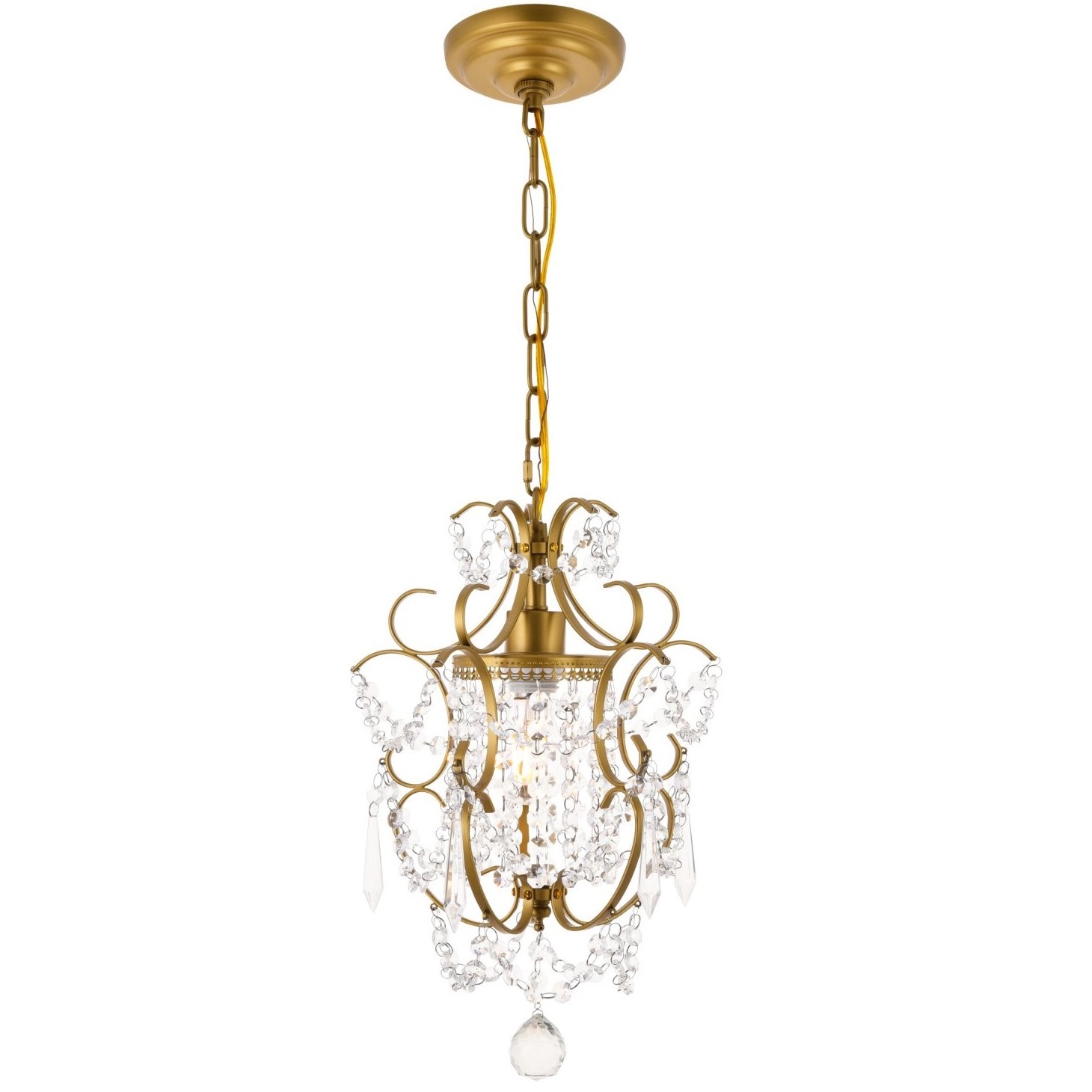 Mini gold Chandelier Crystal Chandelier 1 Light Elegant Chandelier Crystal Iron Ceiling Light Fixture for Bathroom Foyer