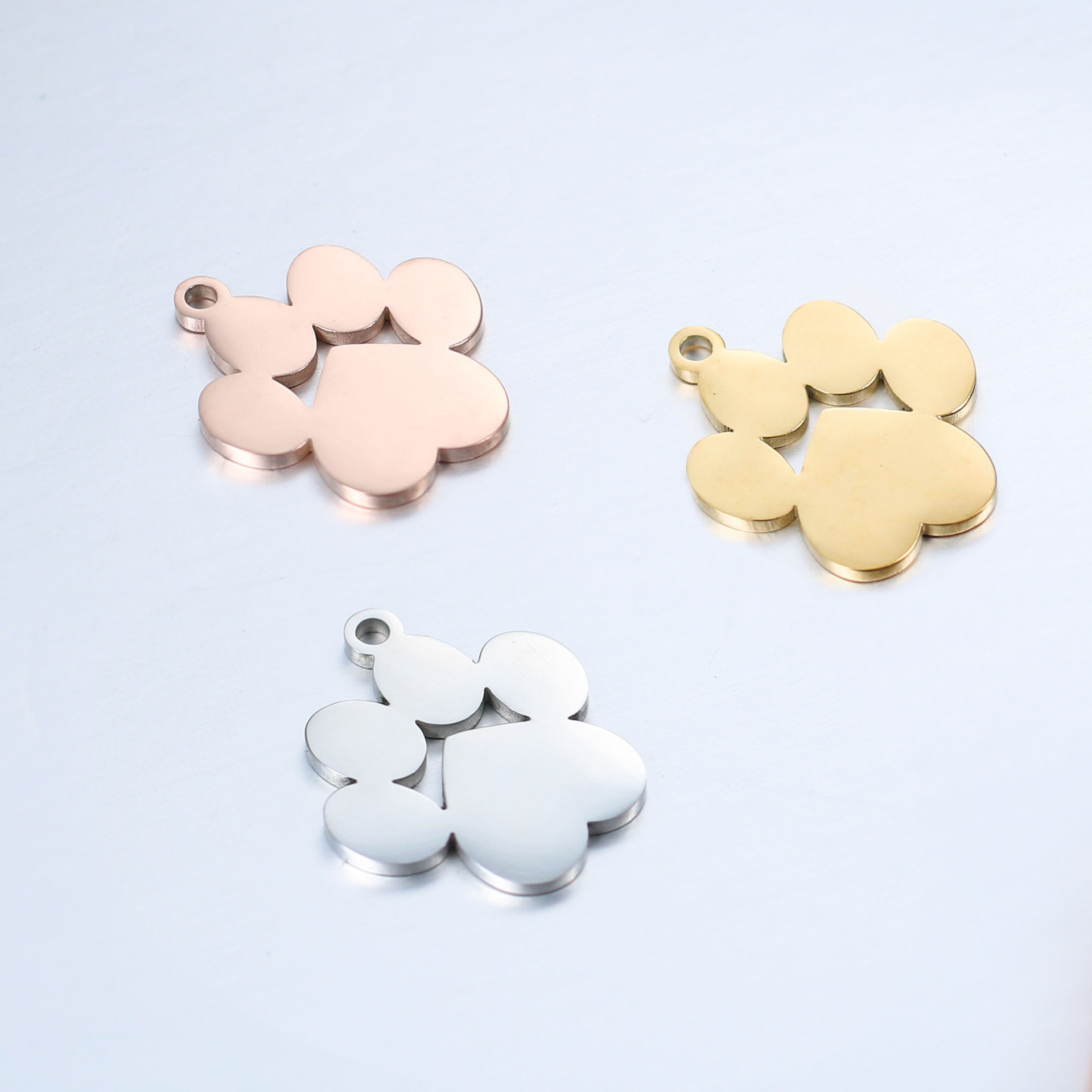 Wholesale Stainless Steel Charms Pendant Cute Animal Pet Pendant Dog Paw Print Charm Diy