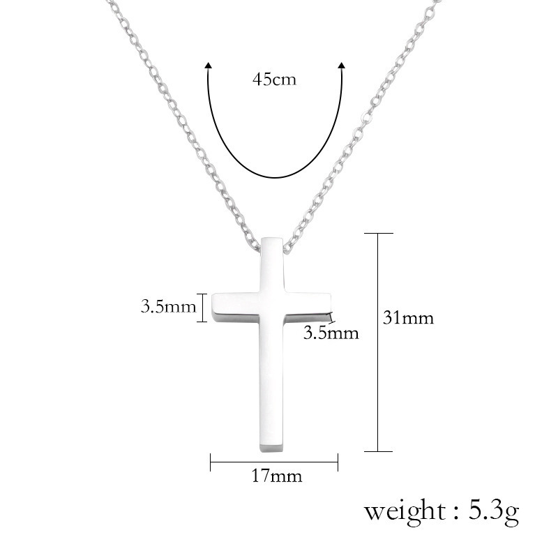 18K Gold Plated Cable Link Chain Necklace Stainless Steel Cross Pendant Necklaces For Couple