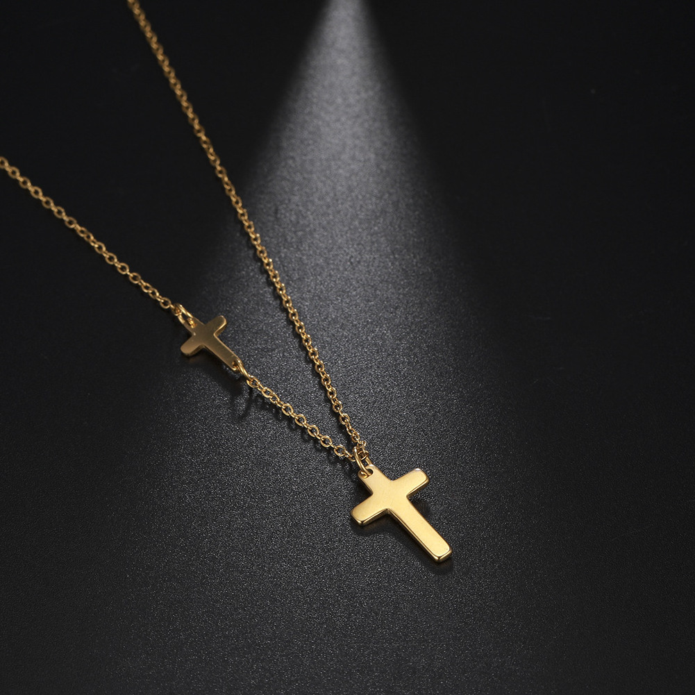 Factory Direct Wholesale Small Big Cross Stainless Steel Pendant Necklace Y Shape Polished Jesus Pendant