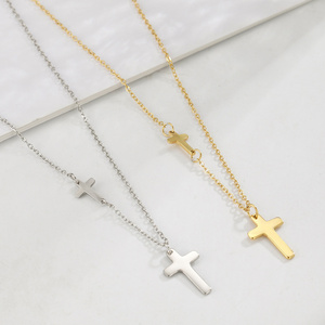 Factory Direct Wholesale Small Big Cross Stainless Steel Pendant Necklace Y Shape Polished Jesus Pendant