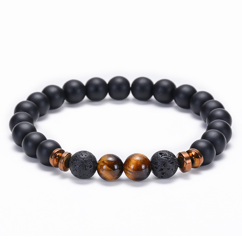 Hematite and Black Matte Stone Bracelet Include Pouch Crystal Elastic Lucky Bracelets Natural Semi-Precious Bead