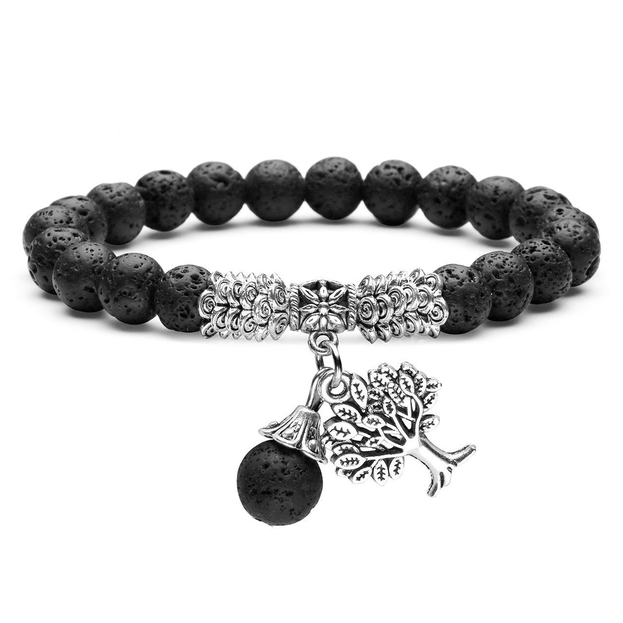 New Stone Bracelet 8MM Bead Crystal Bracelet Lucky Design Stretch Version with Life Tree Charm