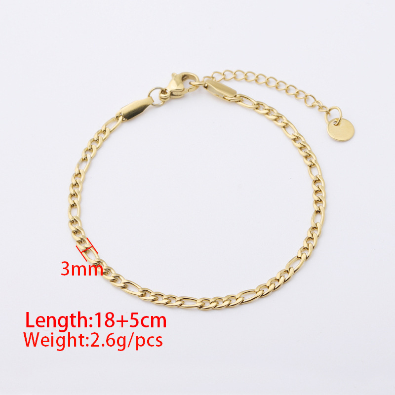 Simple Design Adjustable Thin Cuban Link Woman and Men Chain Charm Stainless Steel Bracelet & Bangle