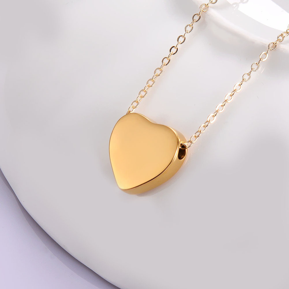 Stainless Steel Thick Heart Shape Animal Ashes Box Pendant Necklace Memory Jewelry with Chain