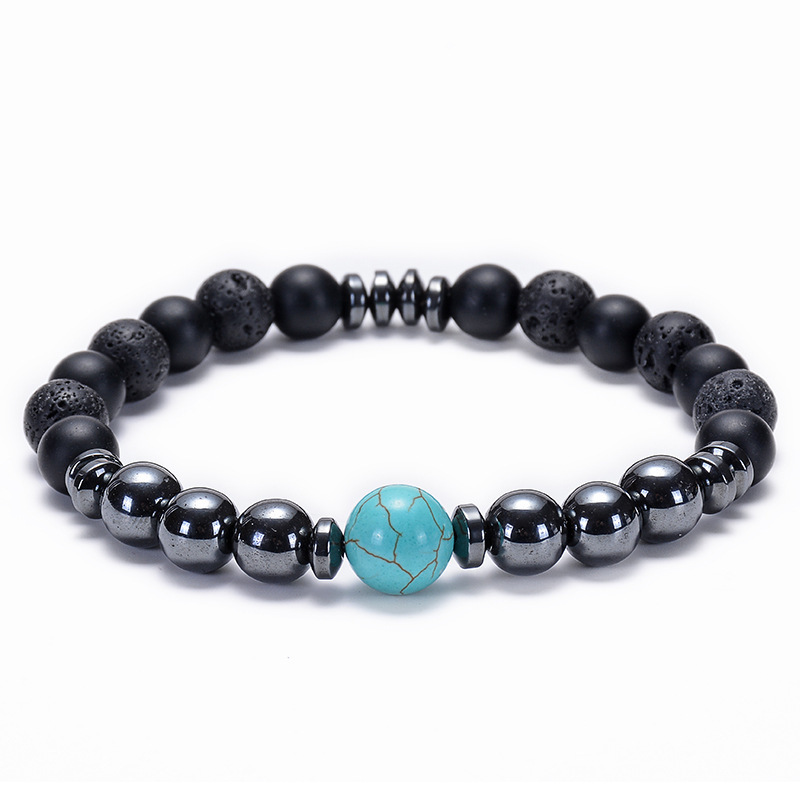 Hematite and Black Matte Stone Bracelet Include Pouch Crystal Elastic Lucky Bracelets Natural Semi-Precious Bead