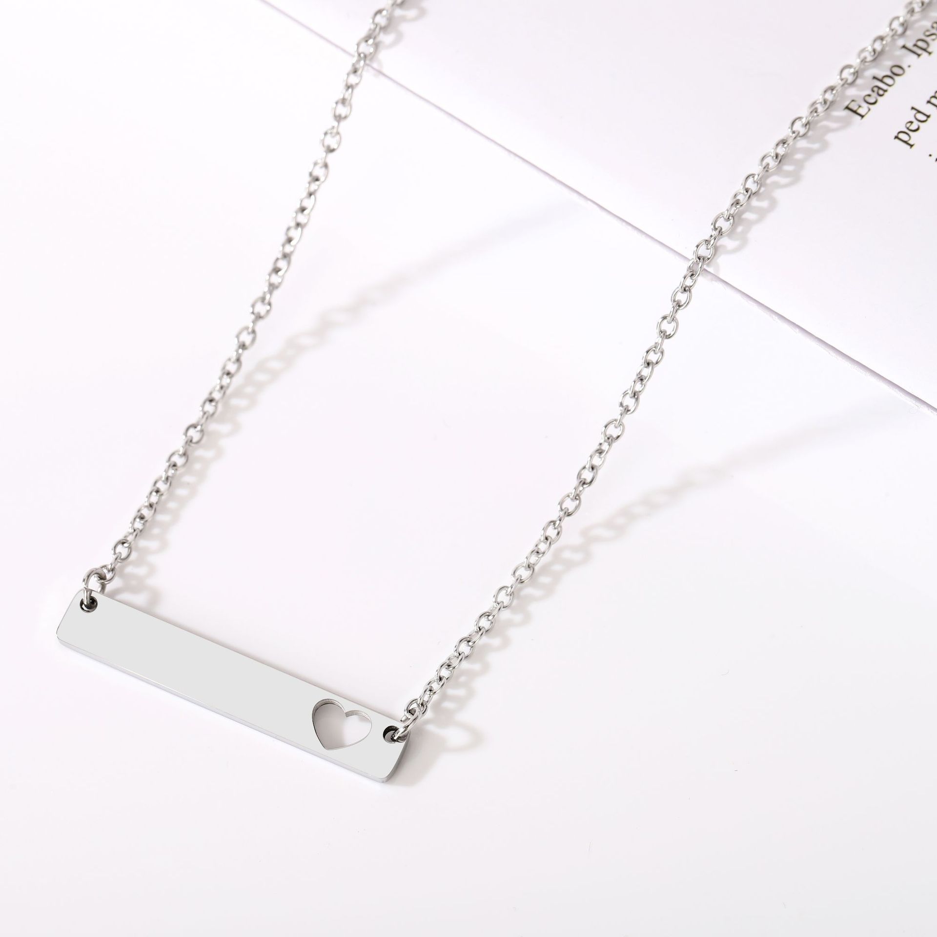 PVD Gold Plated Horizontal Bar Necklaces Gold 316L Stainless Steel High Quality Blank Laser Jewelry For Engraving Products