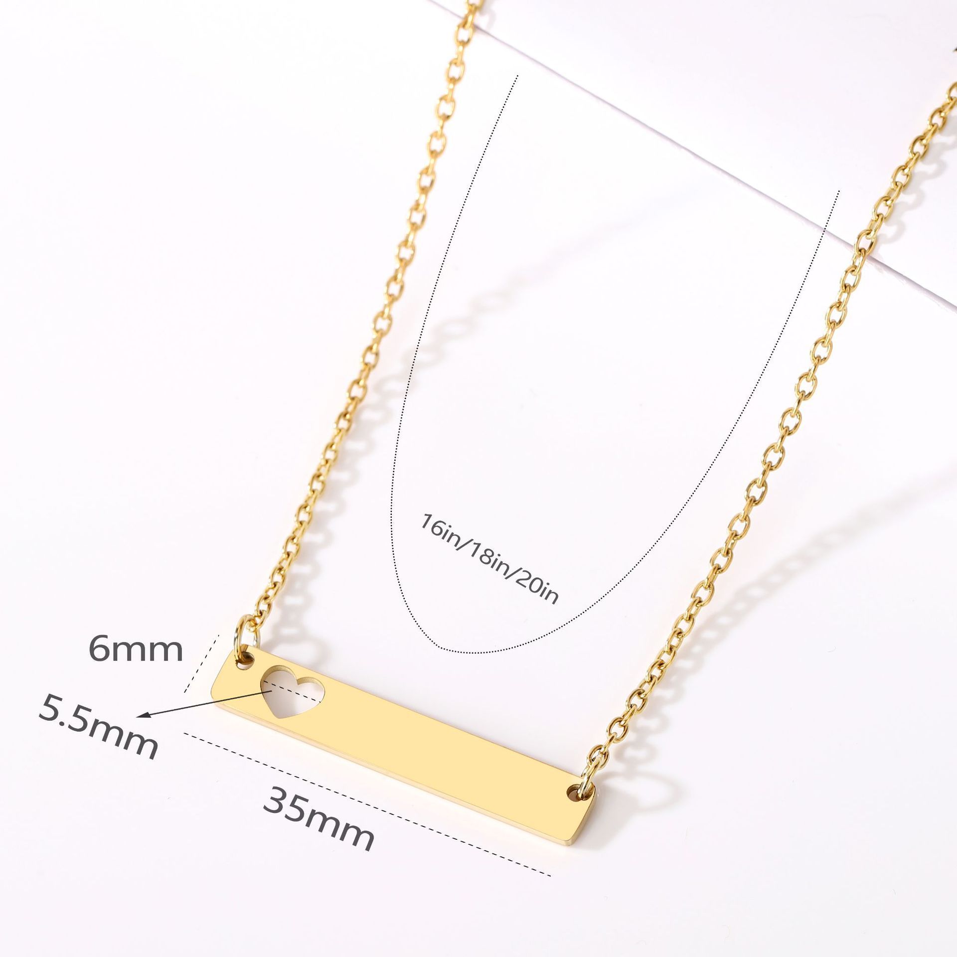 PVD Gold Plated Horizontal Bar Necklaces Gold 316L Stainless Steel High Quality Blank Laser Jewelry For Engraving Products