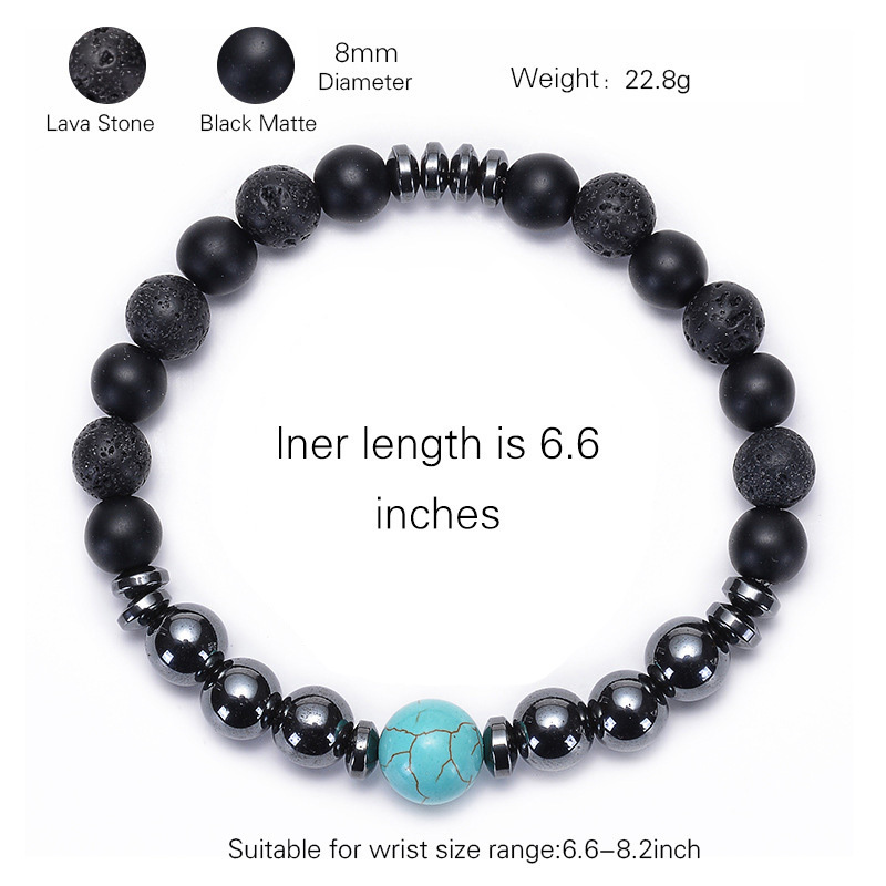 Hematite and Black Matte Stone Bracelet Include Pouch Crystal Elastic Lucky Bracelets Natural Semi-Precious Bead