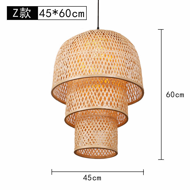 Hot sale Bamboo woven bamboo art bamboo chandelier clam shell boat shape bed and breakfast hotel lighting fixtures