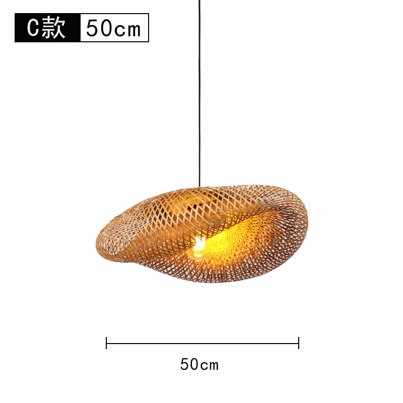 Hot sale Bamboo woven bamboo art bamboo chandelier clam shell boat shape bed and breakfast hotel lighting fixtures