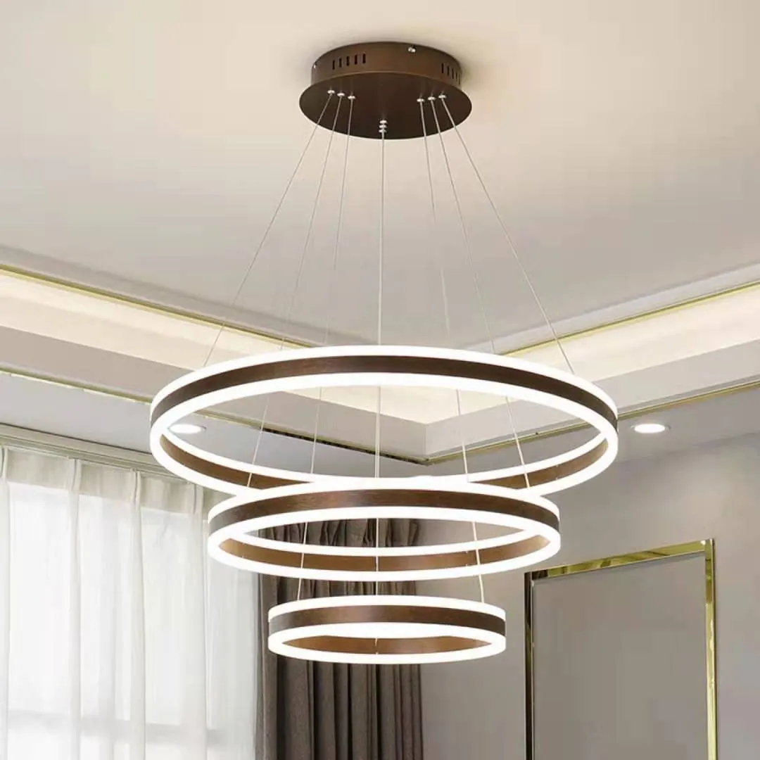 Simple acrylic ring pendant lighting LED hanging Chandelier Remote Dimmable Indoor Lighting multi-circular LED chandelier