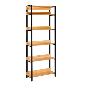 Modern Display Wooden Document Letter Tray Shelves Corner Bookshelf Paper File Holder Wood 5-Tier Storage Rack