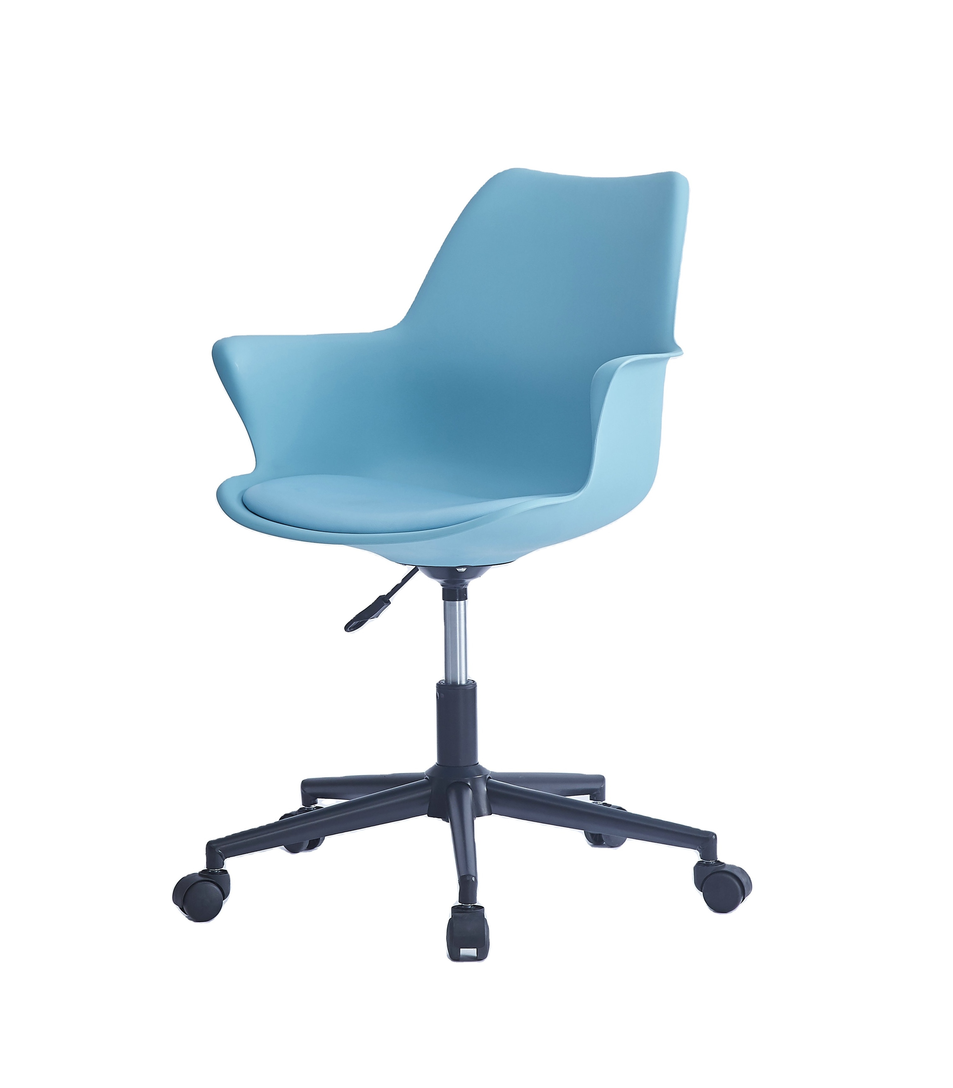 Hot Sale Modern Tulip Design Swivel Chair Plastic Seat with PU Cushion and Cooling Feature Nylon Base for Office Dining