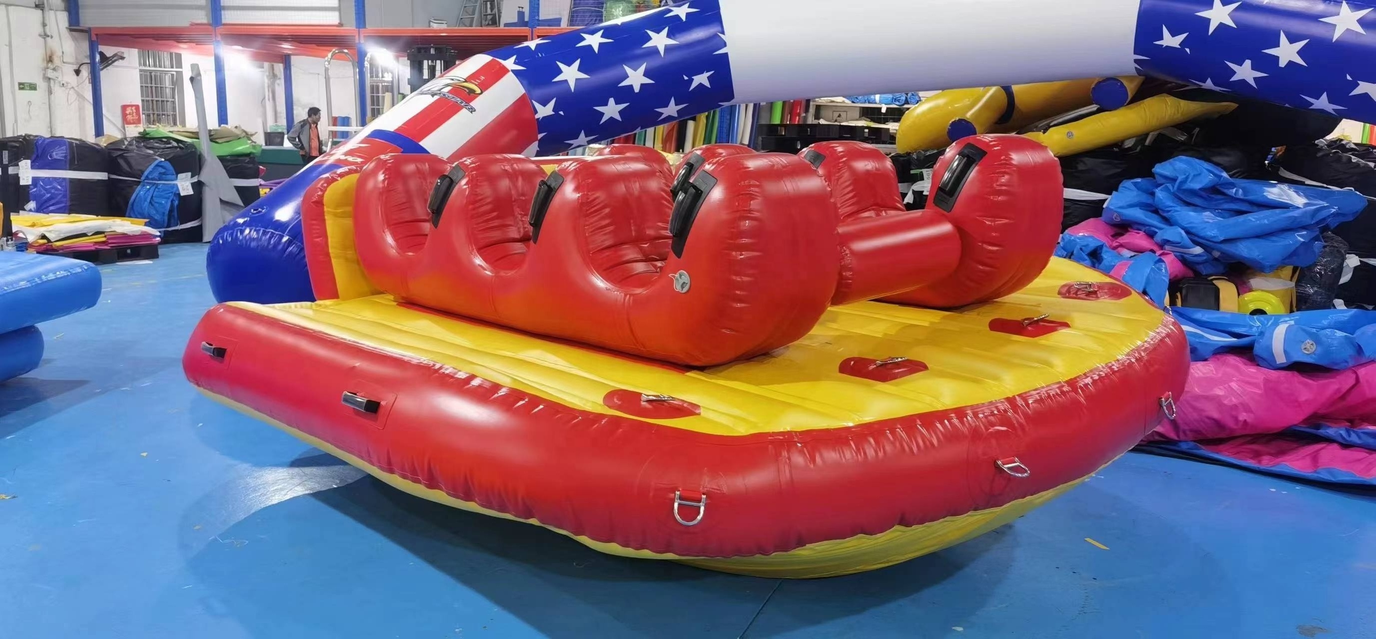 hot sale funny inflatable special towable boat sport games with best 0.9mm PVC Tarpaulin  PLATO material