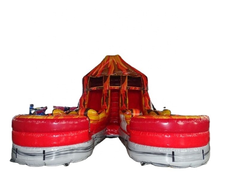 volcano theme inflatable double lane pool slide,inflatable water pool slide with custom design