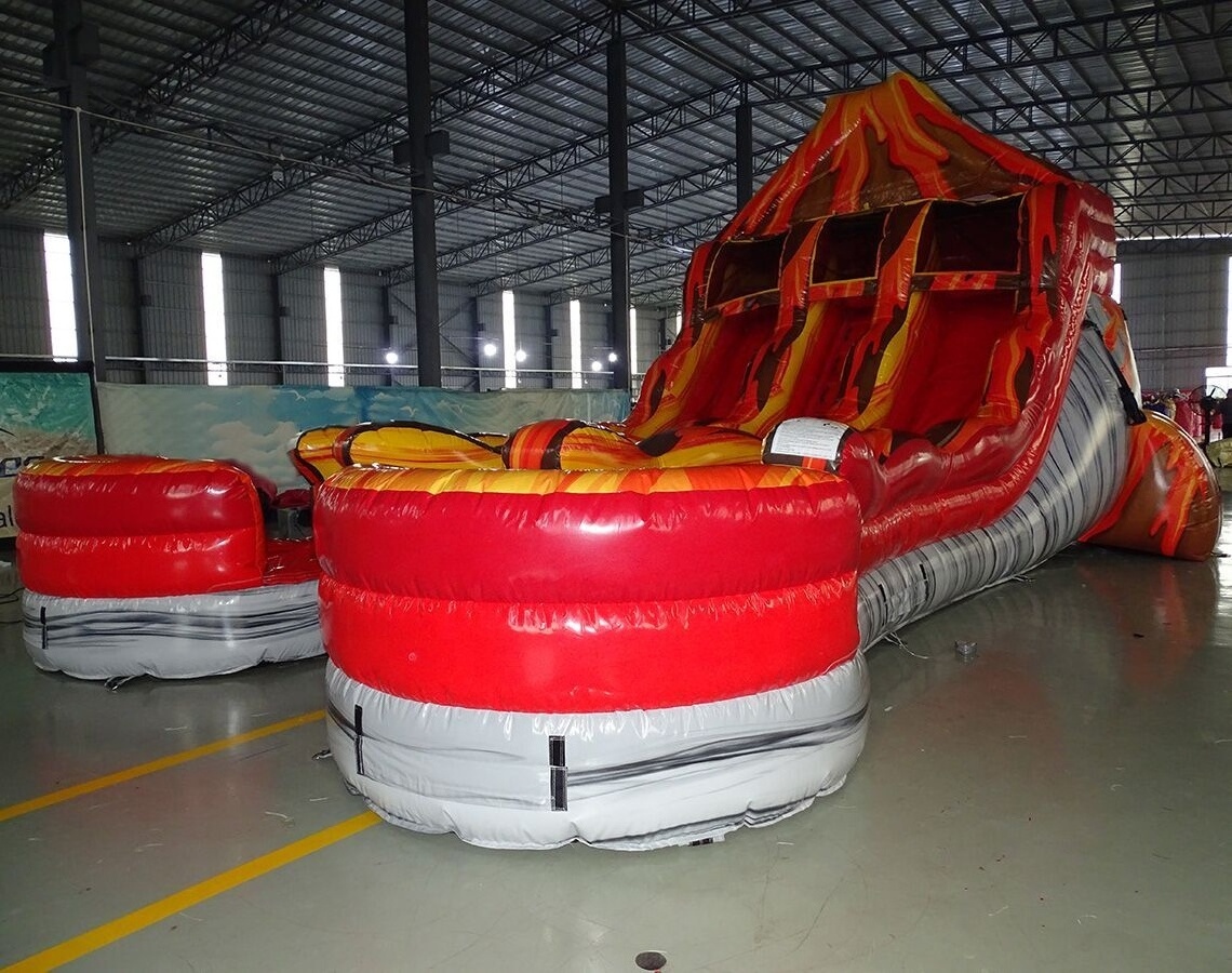 volcano theme inflatable double lane pool slide,inflatable water pool slide with custom design