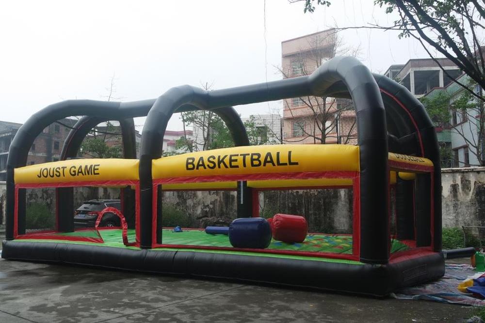 hot sales All in One inflatable sports field with basketball volleyball dodgeball and joust twist game