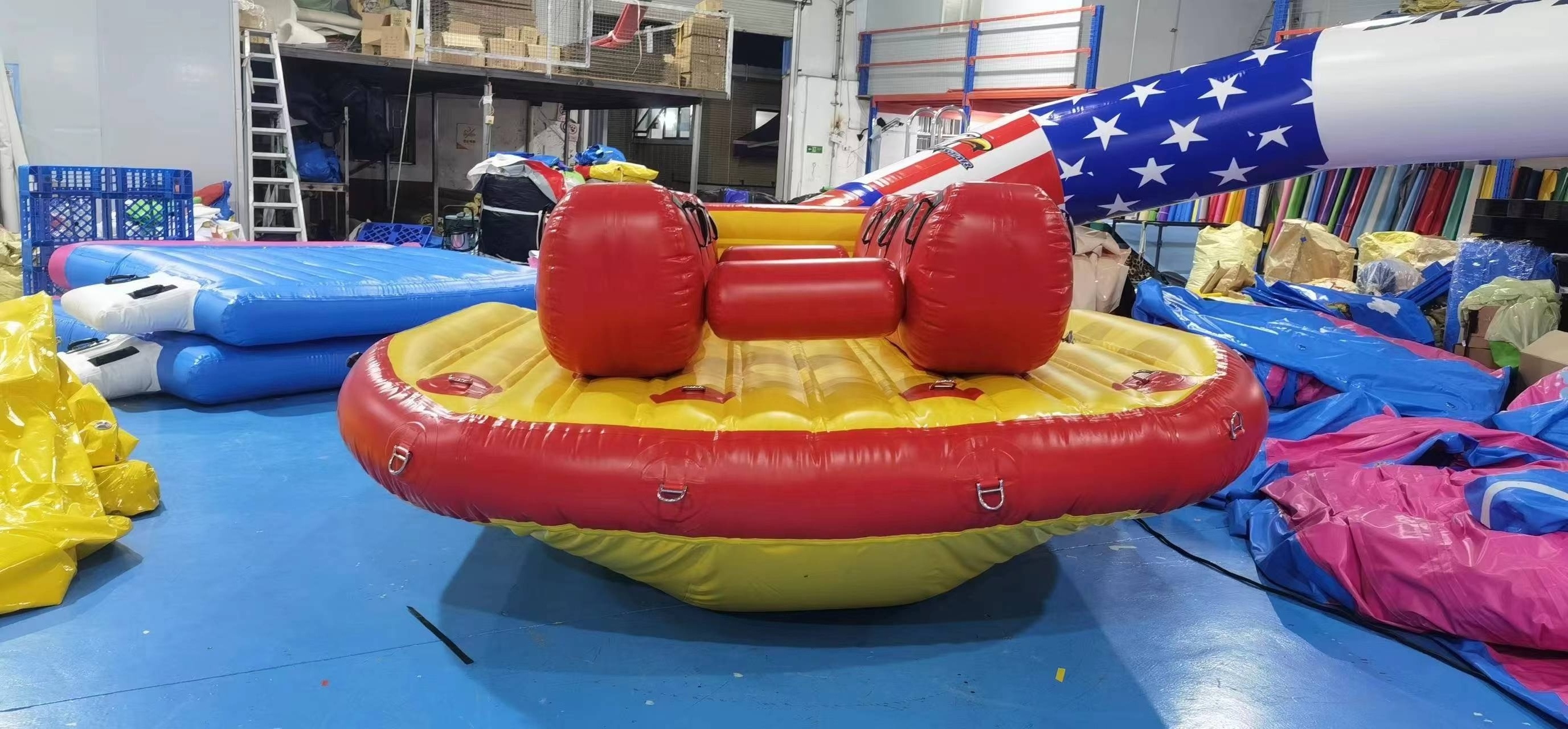 hot sale funny inflatable special towable boat sport games with best 0.9mm PVC Tarpaulin  PLATO material