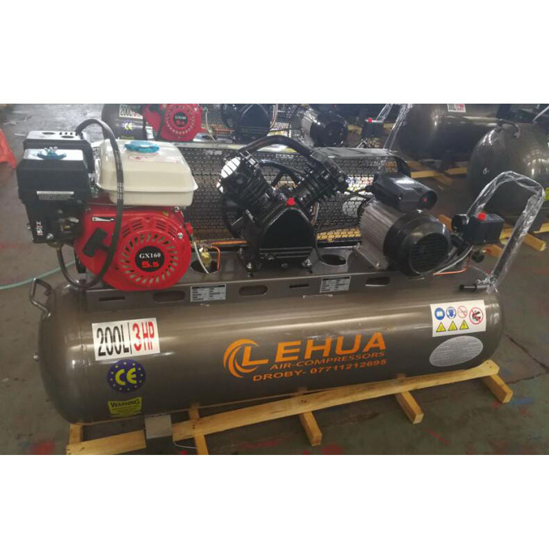 5.5hp gasoline engine 3hp motor 200litre multi use air compressor