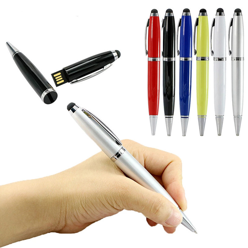 new design pen shape usb metal flash drive wholesale, 64gb 128gb flash drive with pro tablet touch pen