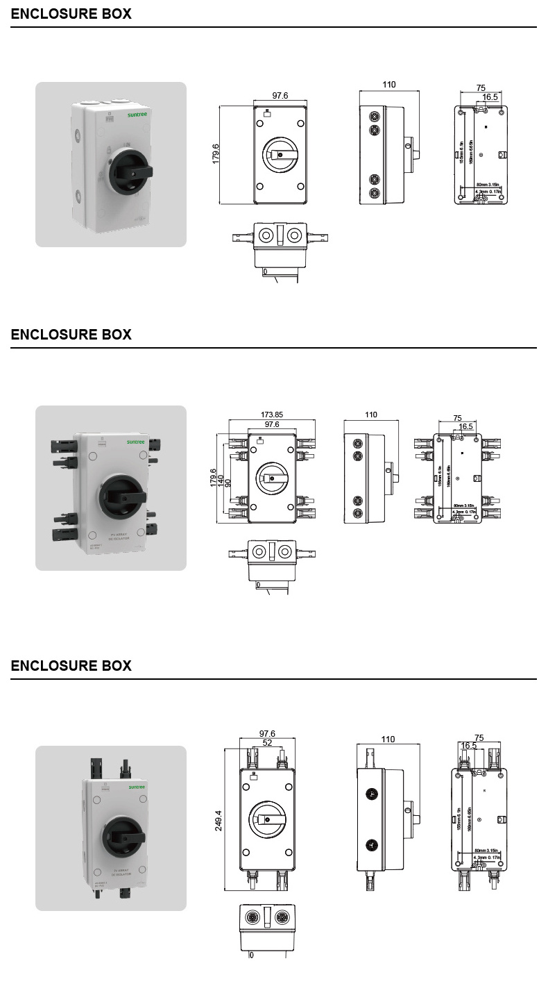 3 position 1500v waterproof isolator switch 32amp 2/4 pole solar pv dc quick disconnect switch IP66