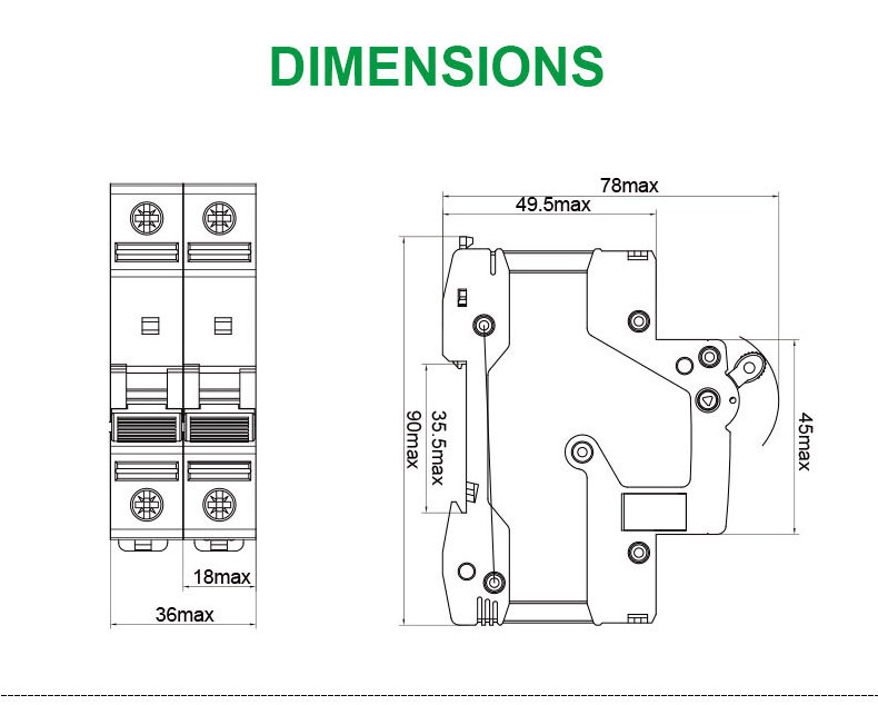 100/80/63/50/40/32/25/20/16/10/6/5/4/3/2/1 amp dc 125a din rail circuit breaker