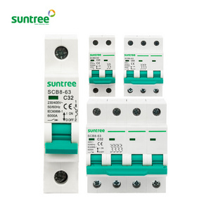 suntree 230V/400V/415V AC electrical mcb 6a 20amp miniature circuit breakers switch