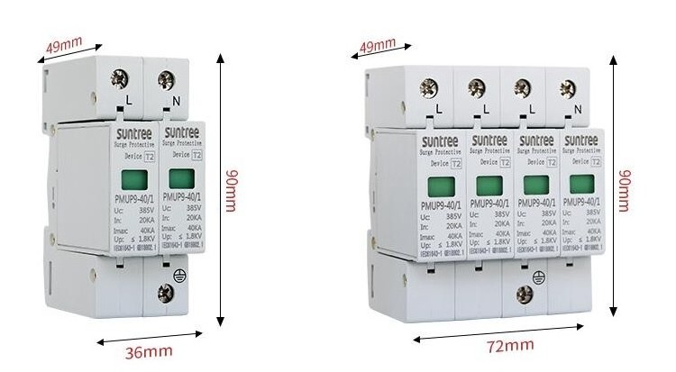 suntree 1 2 3 4 Pole White 380 Volt AC spd Lighting Arrester electronic surge protector Device