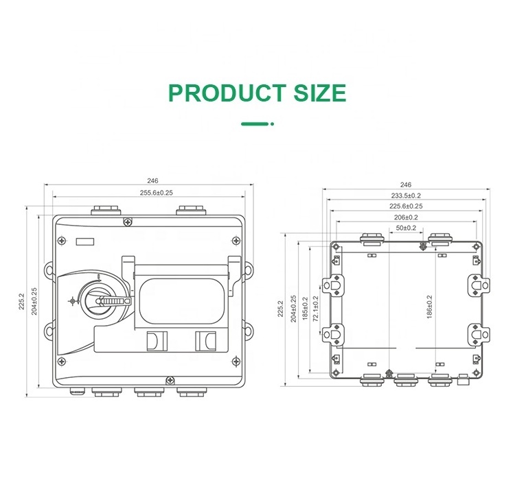 DC 1200V Plastic Electrical solar energy panel pv  combiner box junction boxes with  disconnect switch