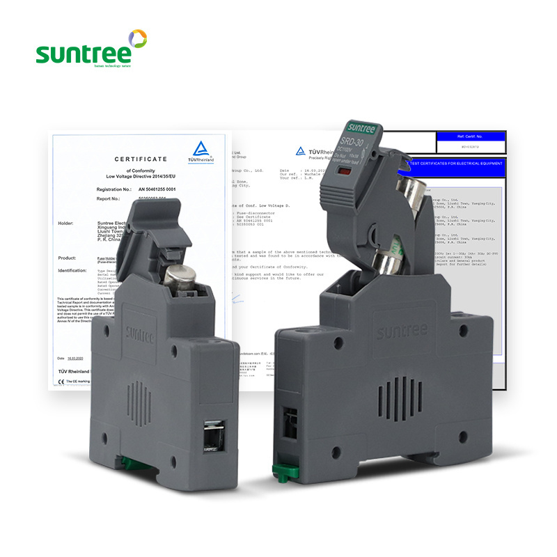 Suntree SRD-30 1200V 2/3/4/5/6/8/10/12/15/16/20/25/30amp Din Rail Mount Single Fuse Holder Dc Solar Power Photovoltaic Fuse