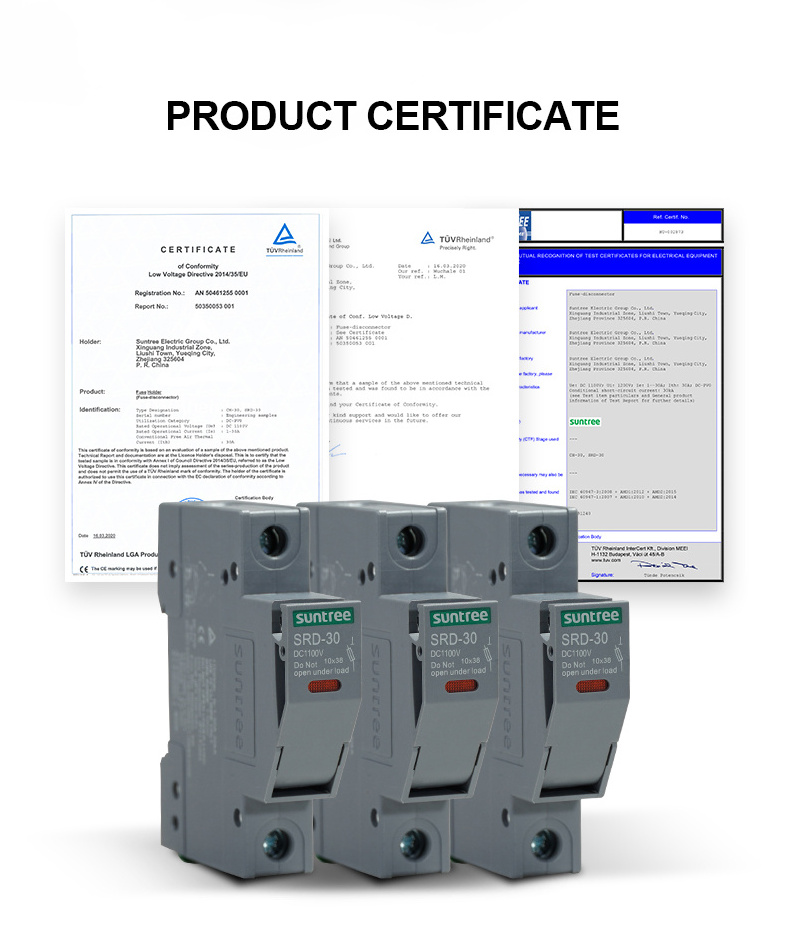 Suntree SRD-30 1200V 2/3/4/5/6/8/10/12/15/16/20/25/30amp Din Rail Mount Single Fuse Holder Dc Solar Power Photovoltaic Fuse