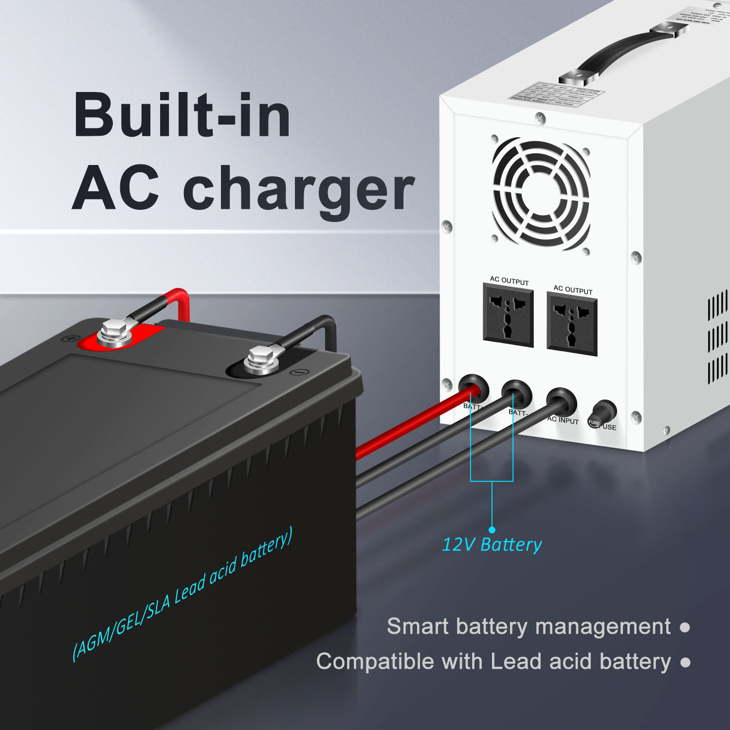 Sunchonglic 800va 500w ups low frequency pure sine wave toroidal solar inverter with battery charger