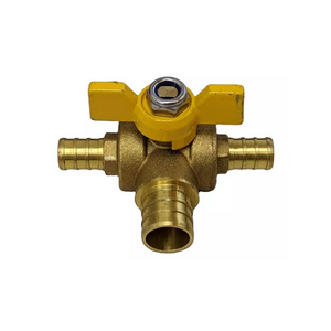 Brass 3 Way 3/8'' x 5/8'' x 3/8'' PEX Ball Valve Custom Automobile Heater Hose Three Way Ball Valve