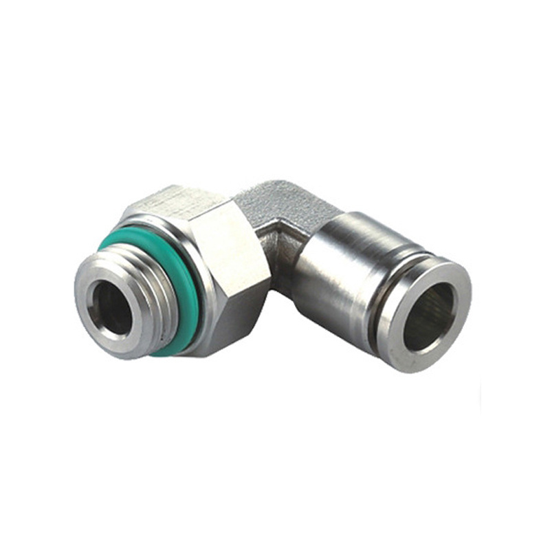 Stainless Steel Pneumatic Quick Connector Push-In Swivel Male Elbow Fitting With O Ring G1/4'' x 10mm Pipe OD