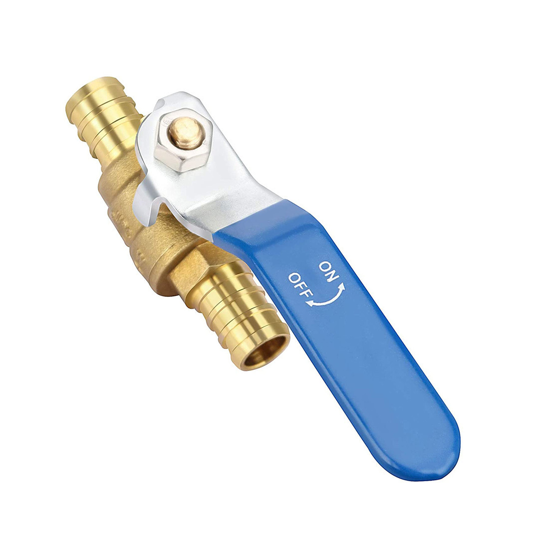 1/2'' 5/8'' 3/4'' 1'' Pex Valve Brass Water Shut Off Switch With Handle Mini 2 Way Brass Ball Valve for Water Gas Fuel