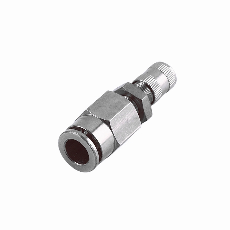 Nickel-Plated Brass Pneumatic Valve 1/4'' Hose OD Push-in Air Inflation Schrader Valve