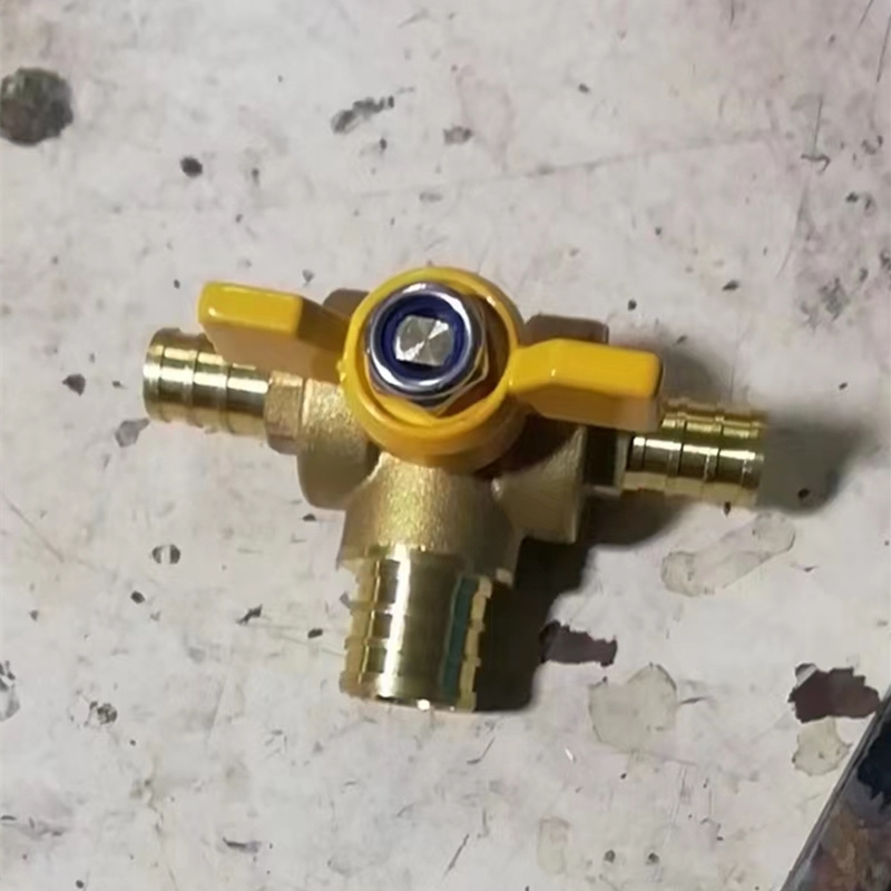 Brass 3 Way 3/8'' x 5/8'' x 3/8'' PEX Ball Valve Custom Automobile Heater Hose Three Way Ball Valve