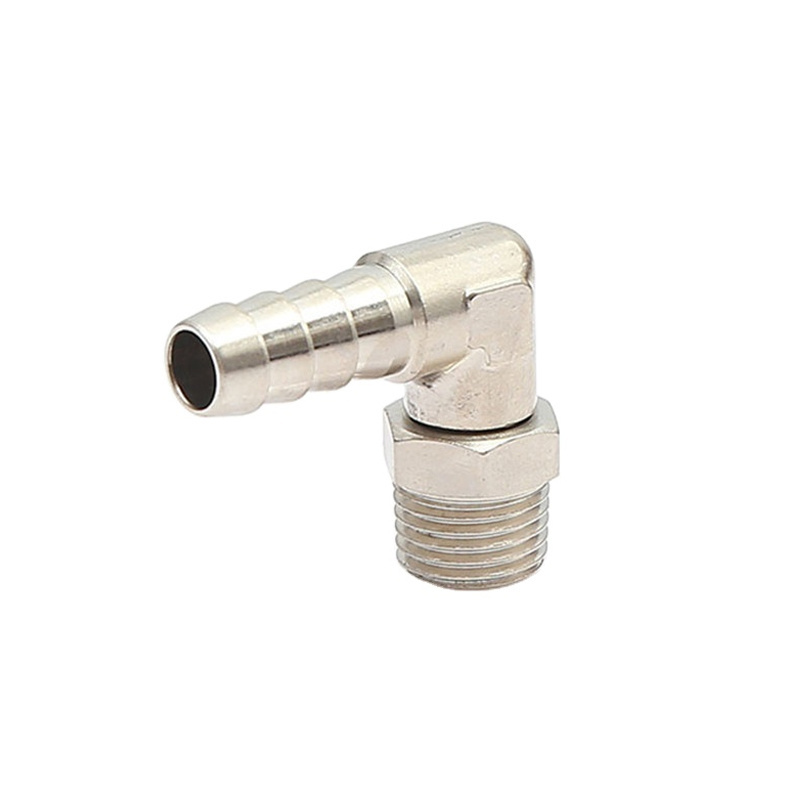 Nickel-Plated Brass Hose Tail Fittings NPT BSPT 3/8'' Swivel Male Threading To 8mm Hose ID Elbow