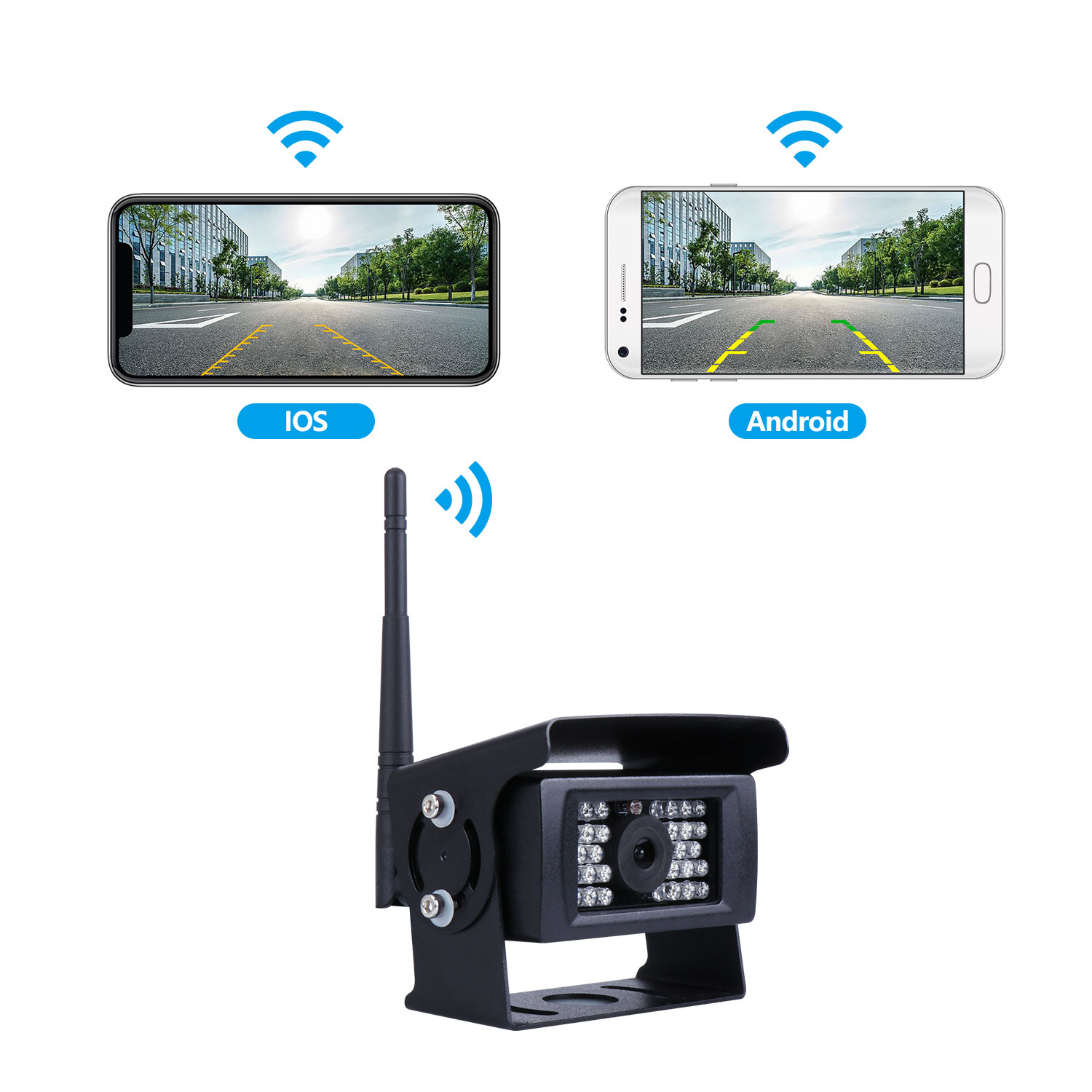 12V 24V Wireless Wifi Android iPhone Rear View Waterproof Wide Angle Backup Camera Reversing Aid Wifi Wireless Truck Camera