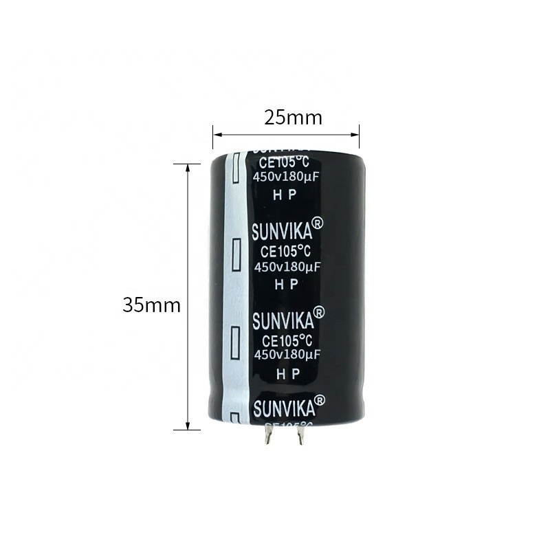 SUNVIKA Factory Supply 450V Large Capacity 25mmx35mm Electrolytic Capacitors 450v180uf