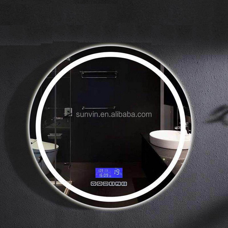 Hotel Corner Bathroom Anti Fog Shower Shaving Bath Mirrors Led Mirror With Frame Light Led Salon Mirror