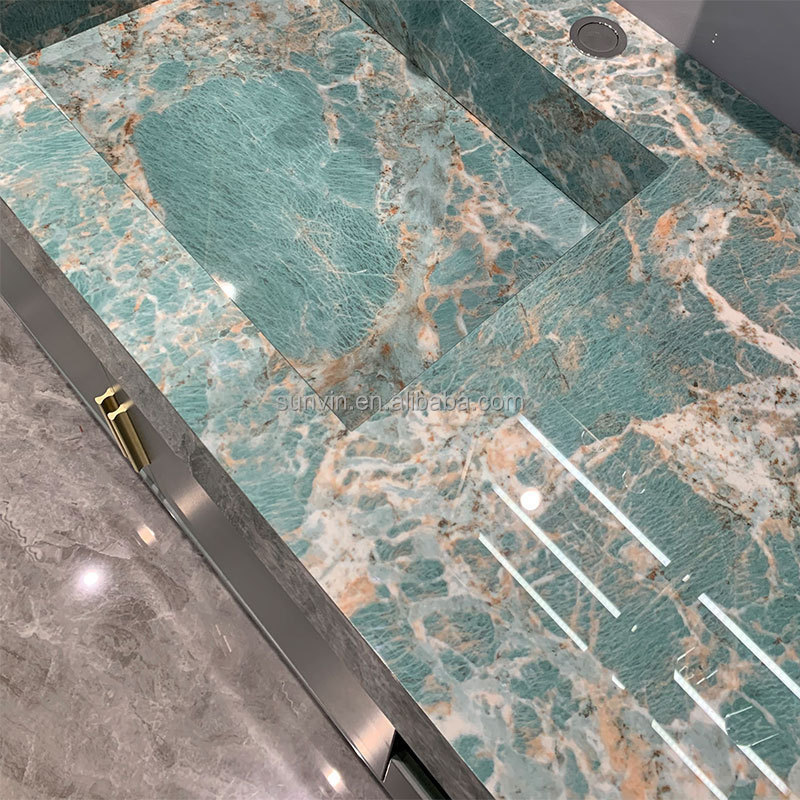 In Dubai 1200x2700 Bathroom Wall Floor Porcelain Granite Travertine Marble Tiles Spain Gold and Green Pink Onyx Onyx Slab Honed