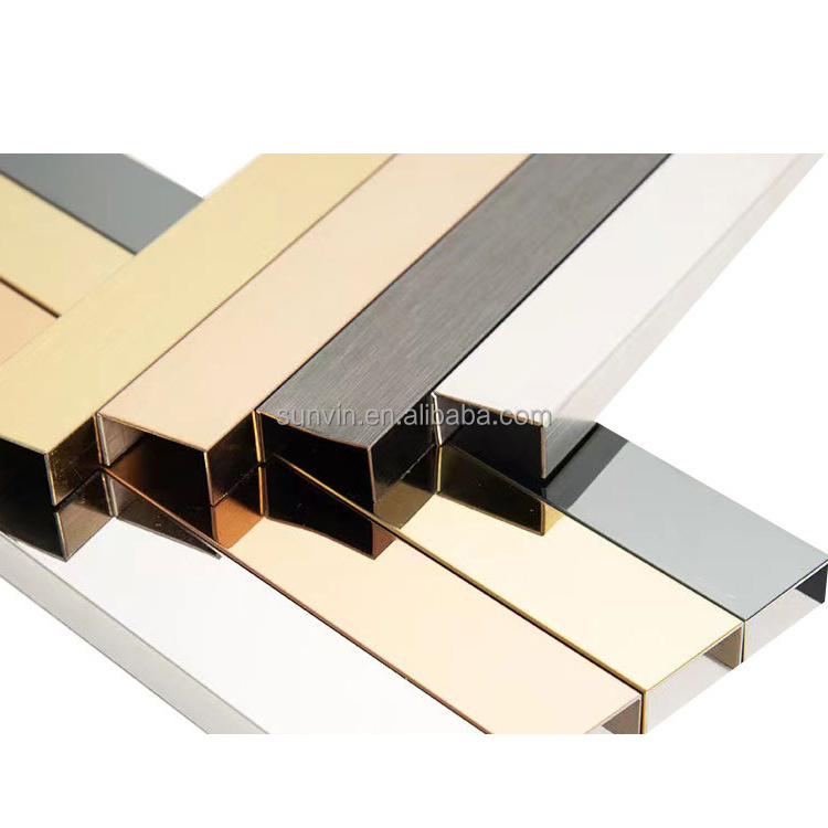 Stainless Steel Profile Grade 201 304 Pvd Black Color Coated Stainless Steel U Shape Tile Trim