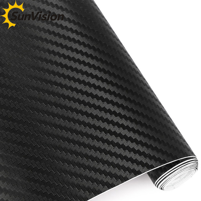 Self adhesive air release auto wrap 3D carbon fiber car wrap vinyl film with black color