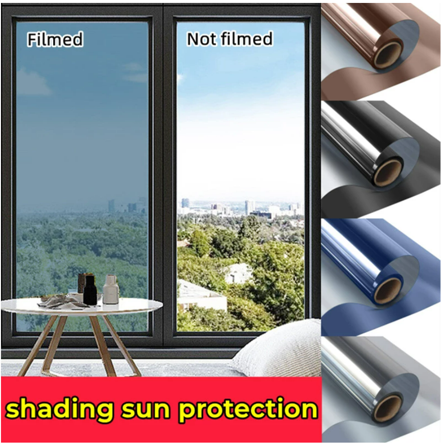 Window Glass privacy Film One Way Silver Mirror Insulation Stickers Solar Reflective Layer Tint Office Building Decor