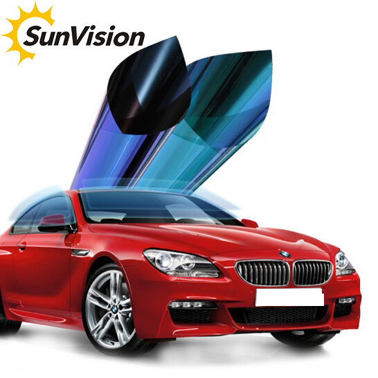 Removable imported material colorful chameleon film VLT70% car front window anti glare tint film sun anti film for glass protect