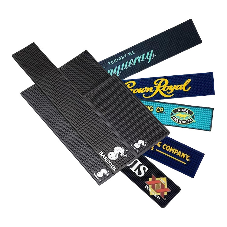 Factory Promotion Custom Silicone Bar Mat Personalized Branded Wine and Beer Drip Spill Runner Nightclub Bar Accessory