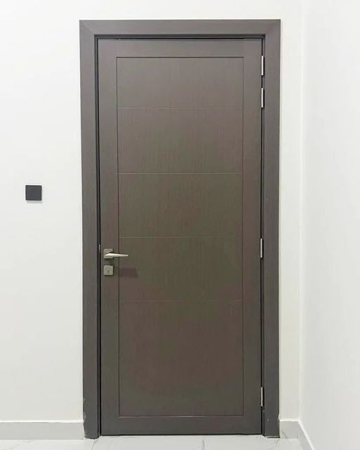 Professional Factory Custom Moulded WPC Laminated Door Waterproof WPC Doors With Metal Strip For Hotel