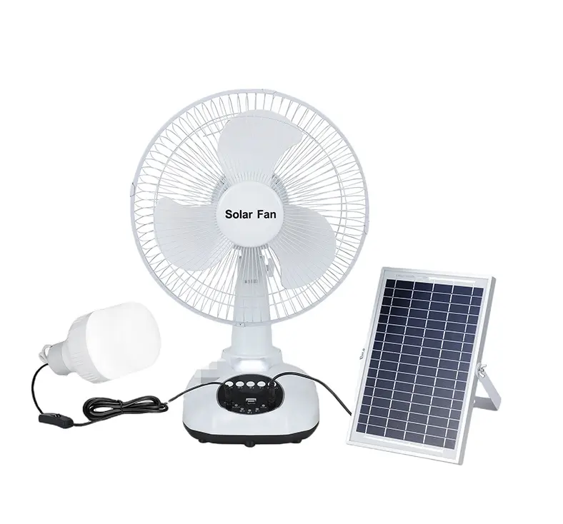 DC Operation Metal Grill 12 Inches 3 Blades Rechargeable Home Solar Fans Rechargeable Electric Fan